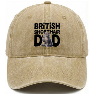Proud British Shorthair Dad Washed Cotton Baseball Cap Cute Cat Fathers Day Gift TS12 Print Your Wear