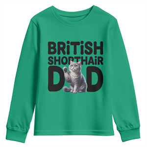 Proud British Shorthair Dad Youth Sweatshirt Cute Cat Fathers Day Gift TS12 Irish Green Print Your Wear