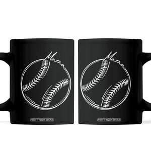 Baseball Mama Graphic Coffee Mug Game Day Gift For Baseball Moms TS12 Black Print Your Wear
