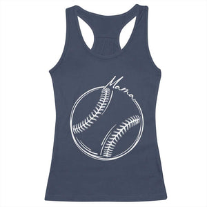 Baseball Mama Graphic Racerback Tank Top Game Day Gift For Baseball Moms TS12 Navy Print Your Wear