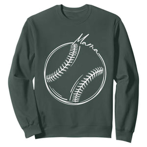 Baseball Mama Graphic Sweatshirt Game Day Gift For Baseball Moms TS12 Dark Forest Green Print Your Wear