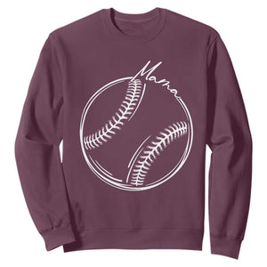 Baseball Mama Graphic Sweatshirt Game Day Gift For Baseball Moms TS12 Maroon Print Your Wear