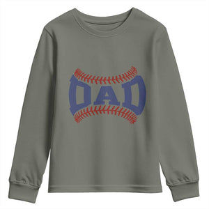 Proud Baseball Dad Youth Sweatshirt Game Day Gift For Him TS12 Military Green Print Your Wear