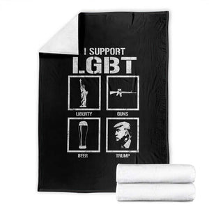 I Support LGBT Liberty Guns Beer Trump Throw Blanket Funny Patriotic Parody Graphic TS12 Black Print Your Wear