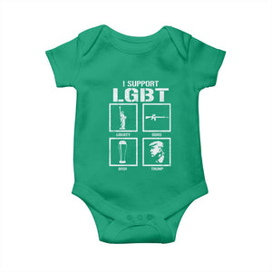 I Support LGBT Liberty Guns Beer Trump Baby Onesie Funny Patriotic Parody Graphic