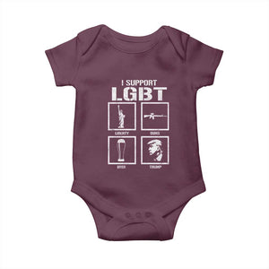 I Support LGBT Liberty Guns Beer Trump Baby Onesie Funny Patriotic Parody Graphic