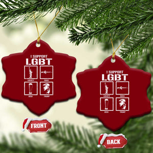 I Support LGBT Liberty Guns Beer Trump Ceramic Ornament Funny Patriotic Parody Graphic TS12 Print Your Wear