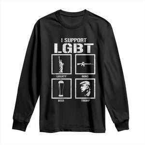 I Support LGBT Liberty Guns Beer Trump Long Sleeve Shirt Funny Patriotic Parody Graphic TS12 Black Print Your Wear