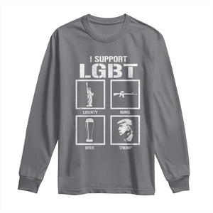 I Support LGBT Liberty Guns Beer Trump Long Sleeve Shirt Funny Patriotic Parody Graphic TS12 Charcoal Print Your Wear