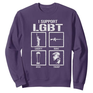 I Support LGBT Liberty Guns Beer Trump Sweatshirt Funny Patriotic Parody Graphic TS12 Purple Print Your Wear