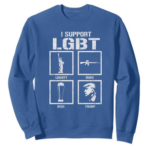 I Support LGBT Liberty Guns Beer Trump Sweatshirt Funny Patriotic Parody Graphic TS12 Royal Blue Print Your Wear