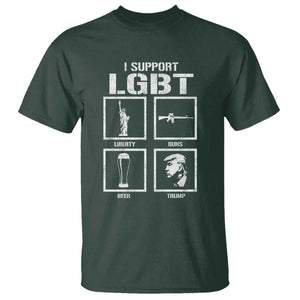 I Support LGBT Liberty Guns Beer Trump T Shirt Funny Patriotic Parody Graphic TS12 Dark Forest Green Print Your Wear