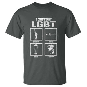 I Support LGBT Liberty Guns Beer Trump T Shirt Funny Patriotic Parody Graphic TS12 Dark Heather Print Your Wear