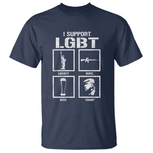 I Support LGBT Liberty Guns Beer Trump T Shirt Funny Patriotic Parody Graphic TS12 Navy Print Your Wear