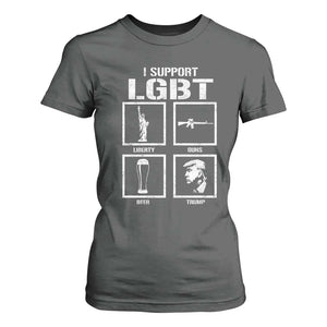 I Support LGBT Liberty Guns Beer Trump T Shirt For Women Funny Patriotic Parody Graphic TS12 Dark Heather Print Your Wear