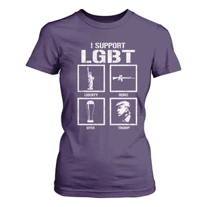 I Support LGBT Liberty Guns Beer Trump T Shirt For Women Funny Patriotic Parody Graphic TS12 Purple Print Your Wear
