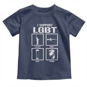 I Support LGBT Liberty Guns Beer Trump Toddler T Shirt Funny Patriotic Parody Graphic TS12 Navy Print Your Wear