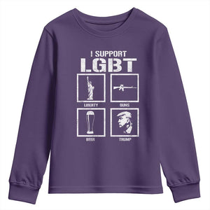 I Support LGBT Liberty Guns Beer Trump Youth Sweatshirt Funny Patriotic Parody Graphic TS12 Purple Print Your Wear