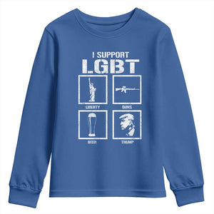 I Support LGBT Liberty Guns Beer Trump Youth Sweatshirt Funny Patriotic Parody Graphic TS12 Royal Blue Print Your Wear