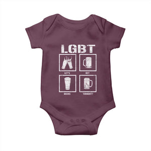 LGBT Let's Get Beers Tonight Baby Onesie Funny Beer Drinking TS12 Maroon Print Your Wear