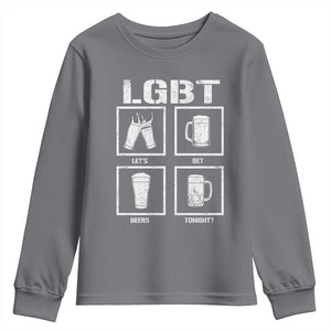 LGBT Let's Get Beers Tonight Youth Sweatshirt Funny Beer Drinking TS12 Charcoal Print Your Wear