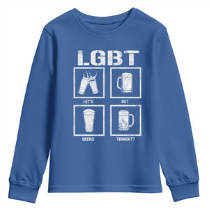 LGBT Let's Get Beers Tonight Youth Sweatshirt Funny Beer Drinking TS12 Royal Blue Print Your Wear