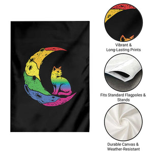 Rainbow Moon Cat Pride Garden Flag LGBT Feline Graphic TS12 Print Your Wear