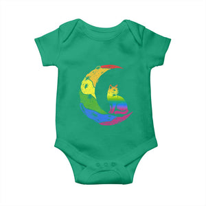 Rainbow Moon Cat Pride Baby Onesie LGBT Feline Graphic