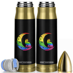 Rainbow Moon Cat Pride Bullet Tumbler LGBT Feline Graphic