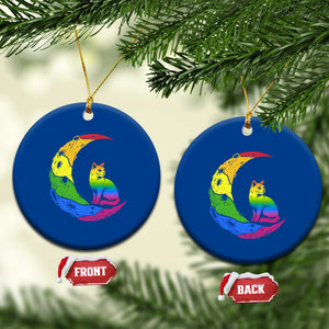 Rainbow Moon Cat Pride Ceramic Ornament LGBT Feline Graphic TS12 1pc Blue Print Your Wear