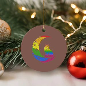 Rainbow Moon Cat Pride Ceramic Ornament LGBT Feline Graphic TS12 1pc Mocha Print Your Wear