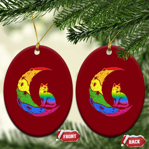 Rainbow Moon Cat Pride Ceramic Ornament LGBT Feline Graphic TS12 Print Your Wear