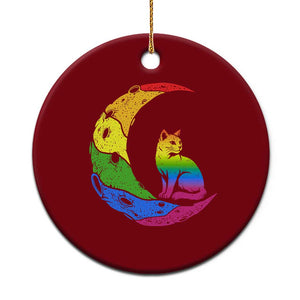 Rainbow Moon Cat Pride Ceramic Ornament LGBT Feline Graphic TS12 1pc Red Print Your Wear