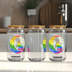 Rainbow Moon Cat Pride Glass Can LGBT Feline Graphic TS12 Print Your Wear