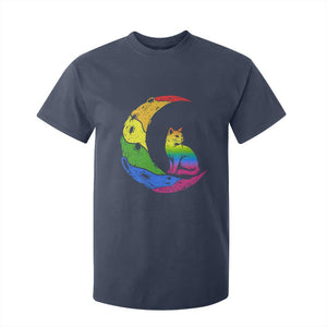 Rainbow Moon Cat Pride T Shirt For Kid LGBT Feline Graphic