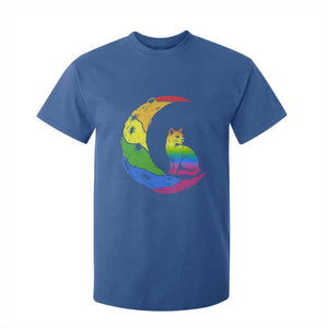 Rainbow Moon Cat Pride T Shirt For Kid LGBT Feline Graphic
