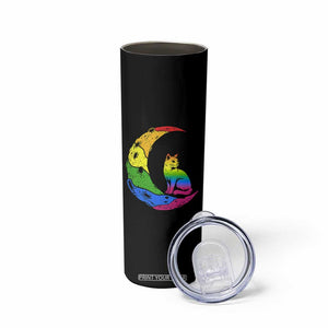 Rainbow Moon Cat Pride Skinny Tumbler LGBT Feline Graphic TS12 Print Your Wear