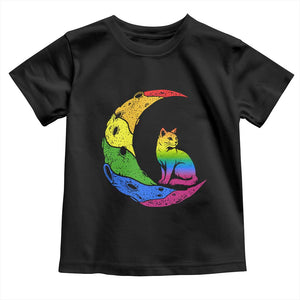 Rainbow Moon Cat Pride Toddler T Shirt LGBT Feline Graphic TS12 Black Print Your Wear