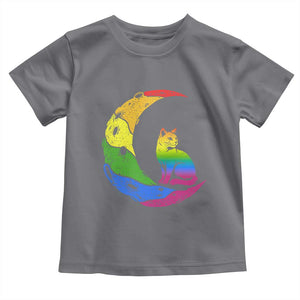 Rainbow Moon Cat Pride Toddler T Shirt LGBT Feline Graphic TS12 Charcoal Print Your Wear