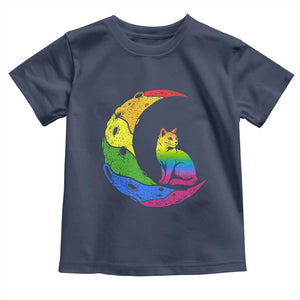 Rainbow Moon Cat Pride Toddler T Shirt LGBT Feline Graphic TS12 Navy Print Your Wear