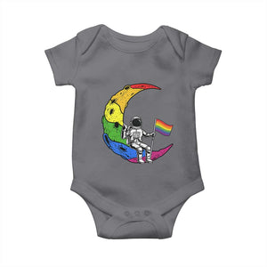 Rainbow Astronaut On The Moon LGBT Baby Onesie Spaceman Pride Month