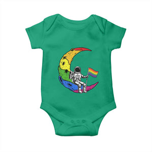 Rainbow Astronaut On The Moon LGBT Baby Onesie Spaceman Pride Month
