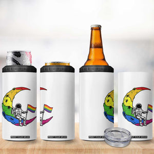 Rainbow Astronaut On The Moon LGBT 4 in 1 Can Cooler Tumbler Spaceman Pride Month TS12 Print Your Wear