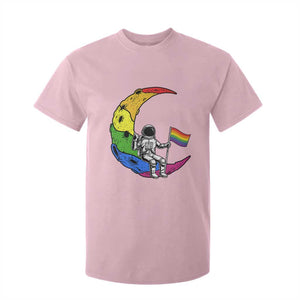Rainbow Astronaut On The Moon LGBT T Shirt For Kid Spaceman Pride Month