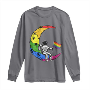Rainbow Astronaut On The Moon LGBT Long Sleeve Shirt Spaceman Pride Month