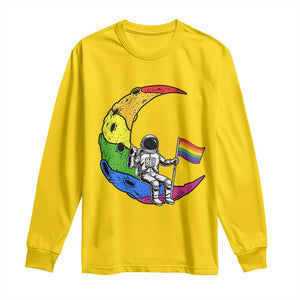 Rainbow Astronaut On The Moon LGBT Long Sleeve Shirt Spaceman Pride Month