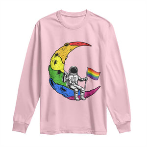 Rainbow Astronaut On The Moon LGBT Long Sleeve Shirt Spaceman Pride Month