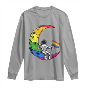 Rainbow Astronaut On The Moon LGBT Long Sleeve Shirt Spaceman Pride Month