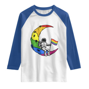 Rainbow Astronaut On The Moon LGBT Raglan Shirt Spaceman Pride Month TS12 White Royal Print Your Wear
