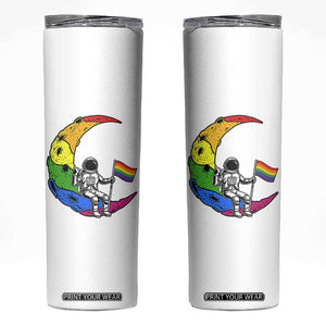 Rainbow Astronaut On The Moon LGBT Skinny Tumbler Spaceman Pride Month TS12 White Print Your Wear